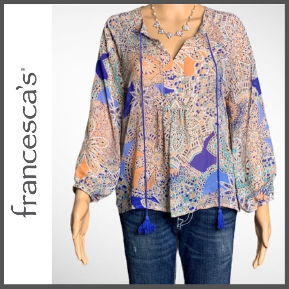 Francesca’s Jun & Ivy Sheer Boho Blouse EUC